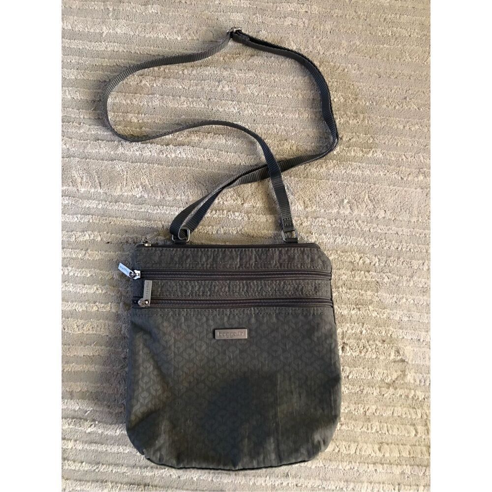 BAGGALLINI Nylon Multi Compartment Crossbody Shoulder Handbag Gray